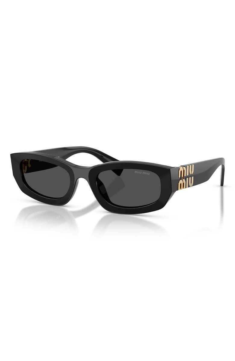 Miu Miu 53mm Irregular Sunglasses, Alternate, color, Black / Dark Grey