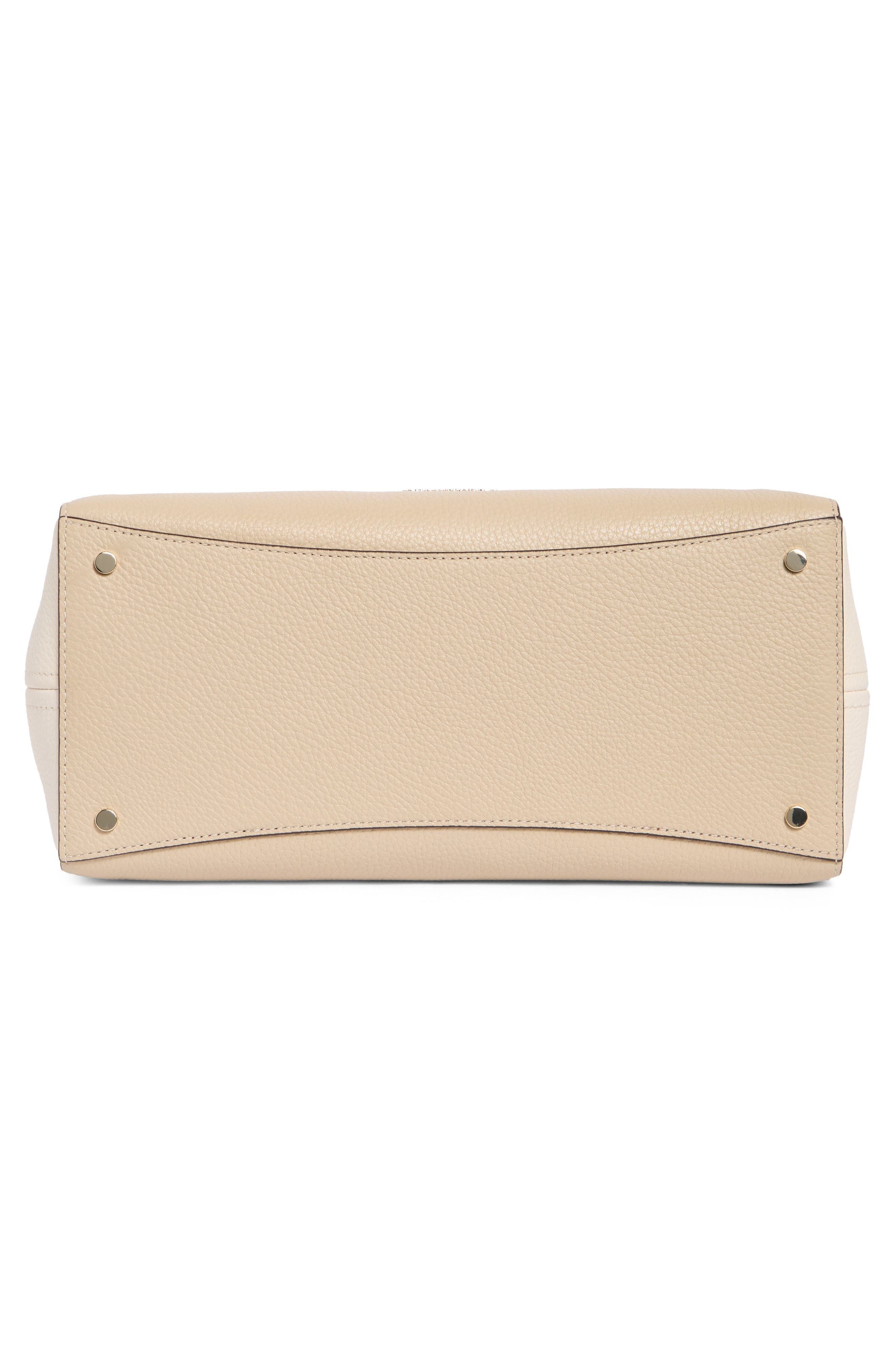 Leila Colorblock Pebbled Leather Satchel, Alternate, color, LIGHT SAND MULTI