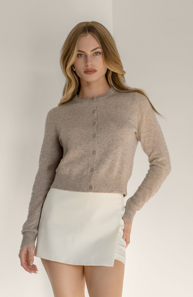 Italic Sadie Cashmere Crew Cardigan, Main, color, Oatmeal