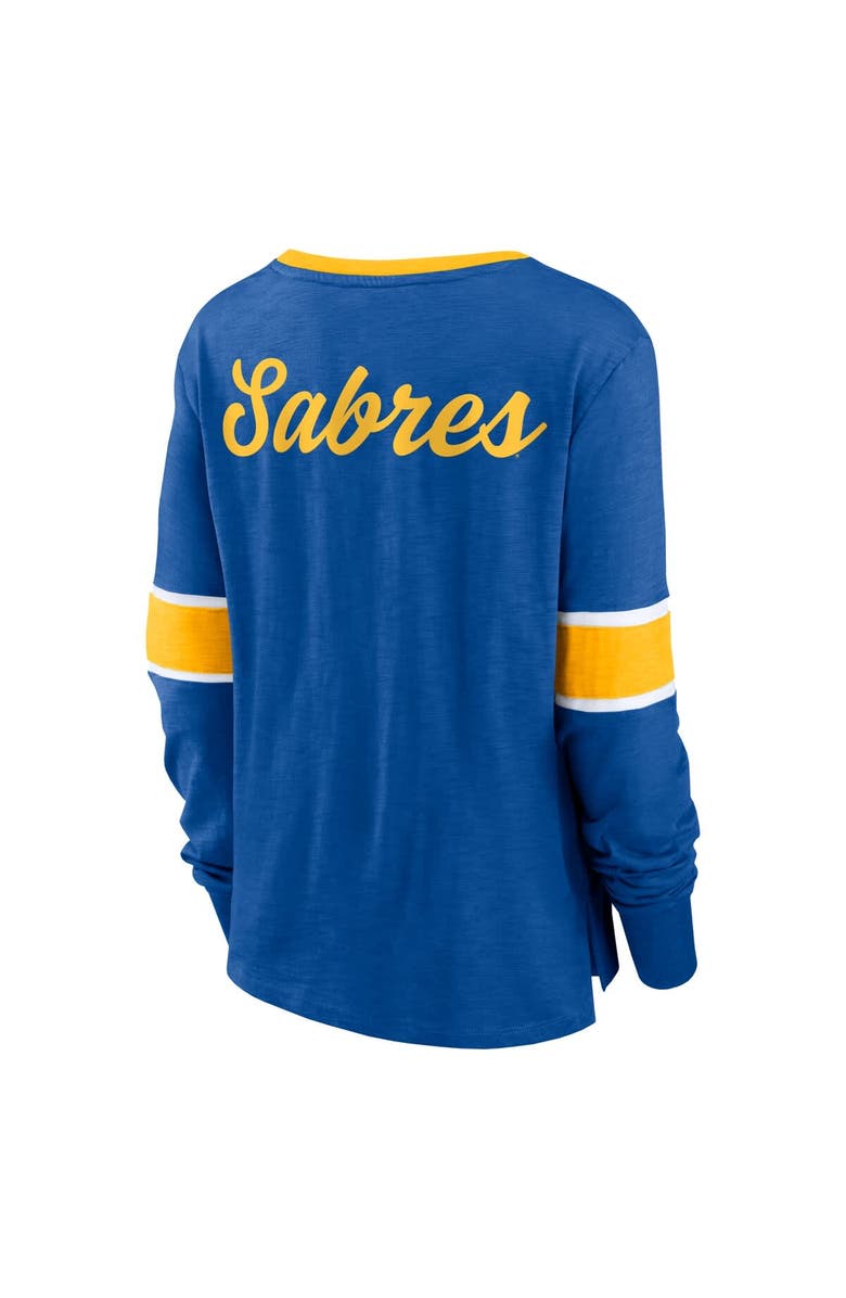FANATICS Women's Fanatics Royal Buffalo Sabres Effervescent Exclusive Notch Neck Lace-Up Long Sleeve Slub T-Shirt, Alternate, color, 