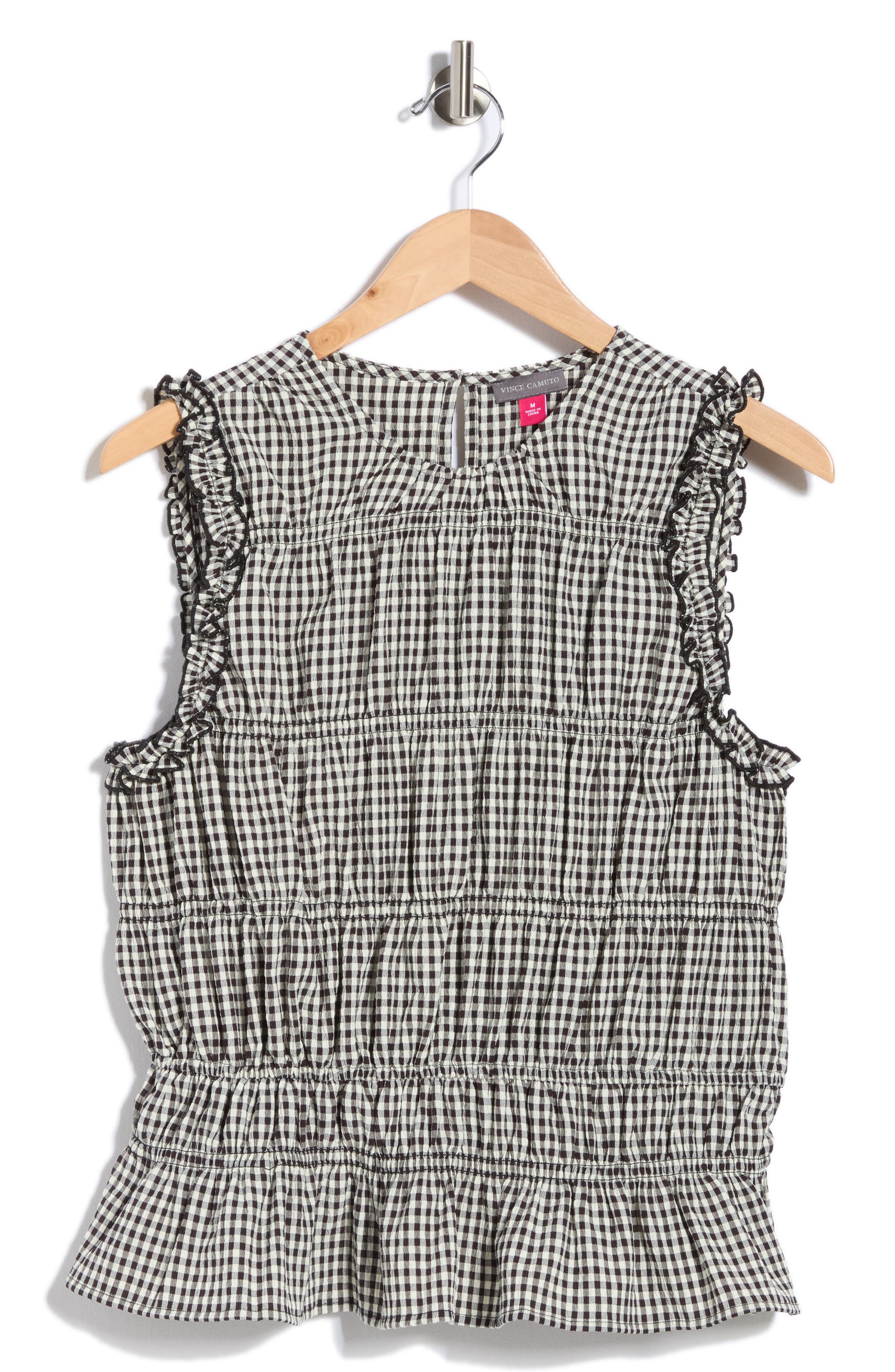 Vince Camuto Shirred Gingham Tank