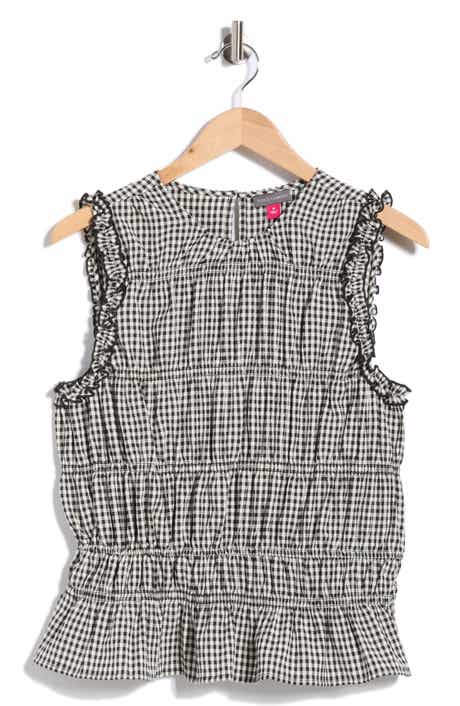 Vince Camuto Shirred Gingham Tank