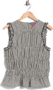 Vince Camuto Shirred Gingham Tank