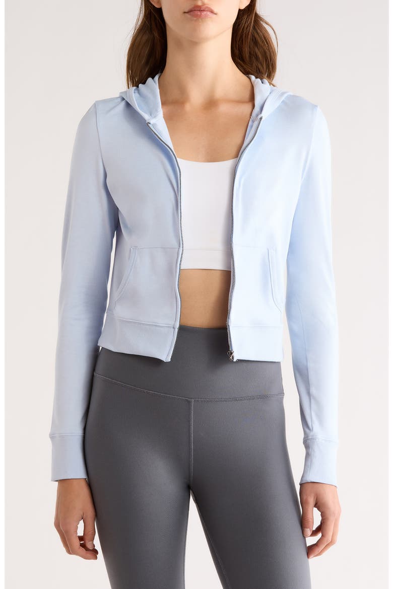 Halo Mini Full Zip Hoodie, Main, color, SOFT SKY HEATHER
