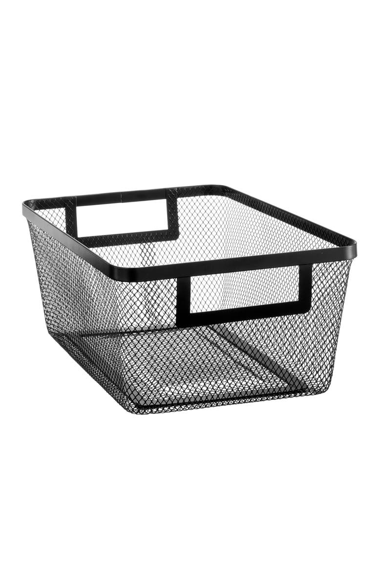 mDesign Metal Mesh Pantry Basket with Handles - Set of 4 - Matte Black, Alternate, color, Black