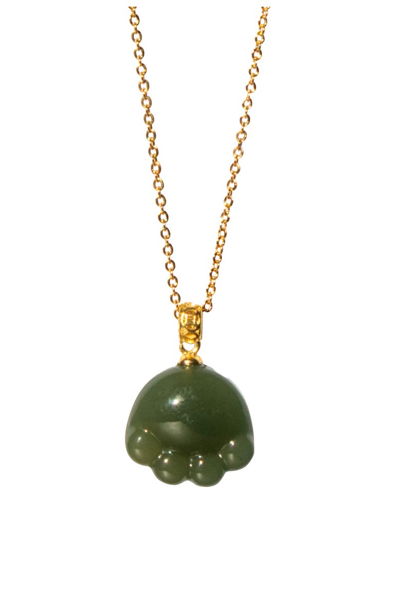 seree Cat Paw II Green Jade Pendant Necklace, Alternate, color, Green