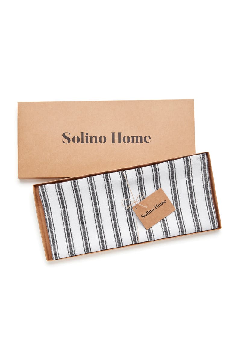 Solino Home Linen Table Runner for Dining Table, Holiday and Everyday Table Decor - Capri Ticking Stripe, Alternate, color, 