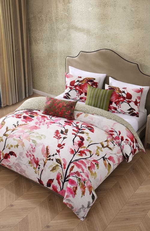 Bebejan 5-piece Leaves On Linen Reversible Comforter Set In Pink