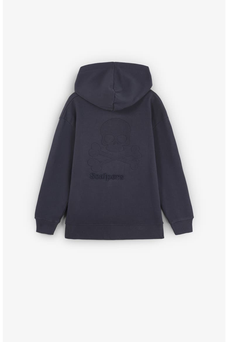 Embossedskullziphoodie Kids, Alternate, color, Navy