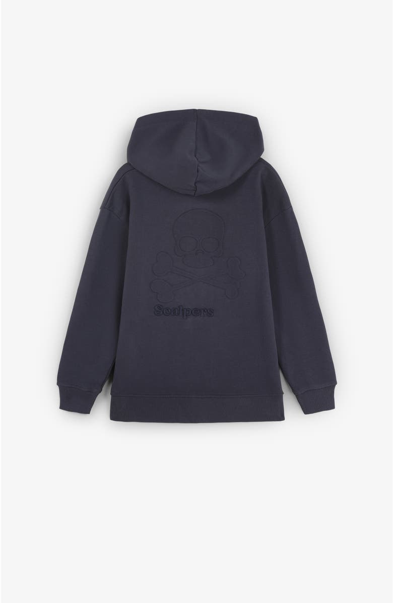 Scalpers Embossedskullziphoodie Kids, Alternate, color, Navy