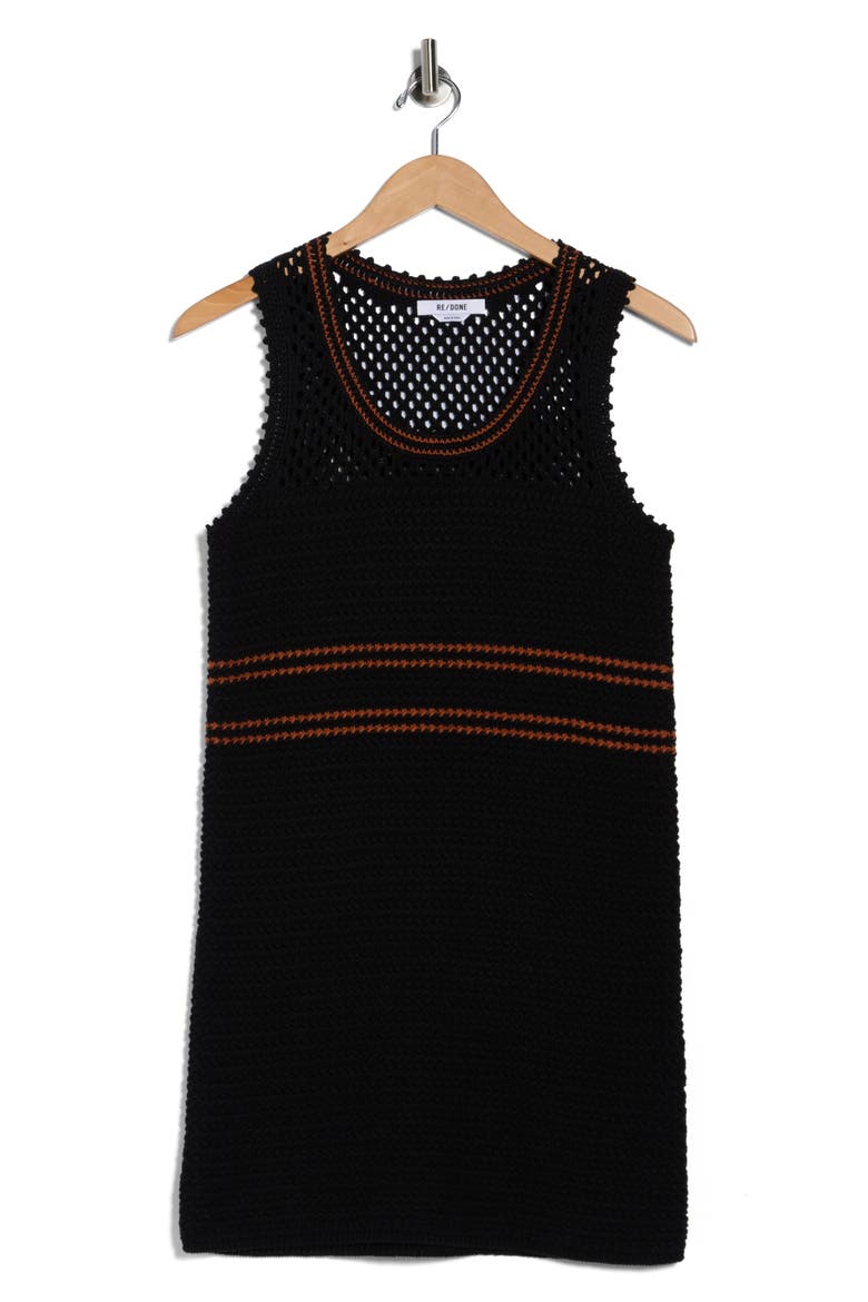 Crochet Mesh Tank Dress, Alternate, color, BLACK COMBO