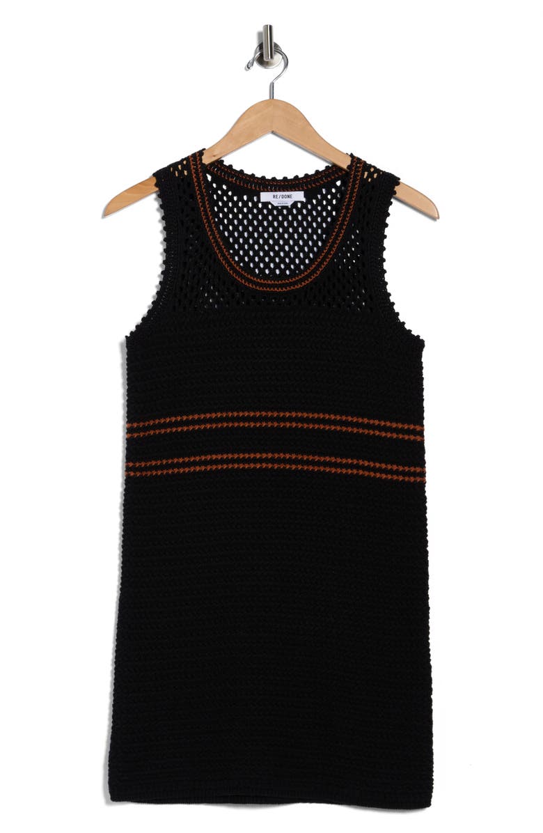 Re/Done Crochet Mesh Tank Dress, Main, color, Black Combo