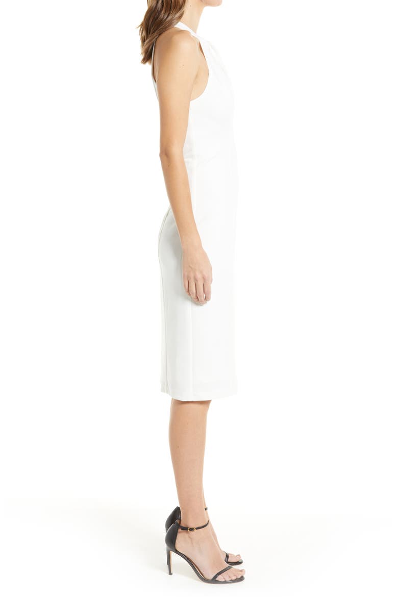 Twist Neck Sheath Dress, Alternate, color, IVORY