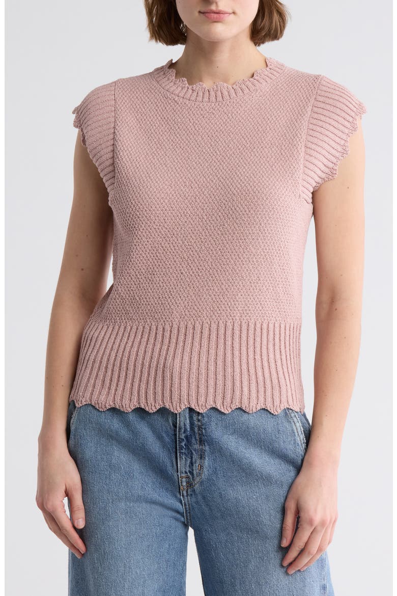 Scallop Edge Sweater, Main, color, DUSTY PINK