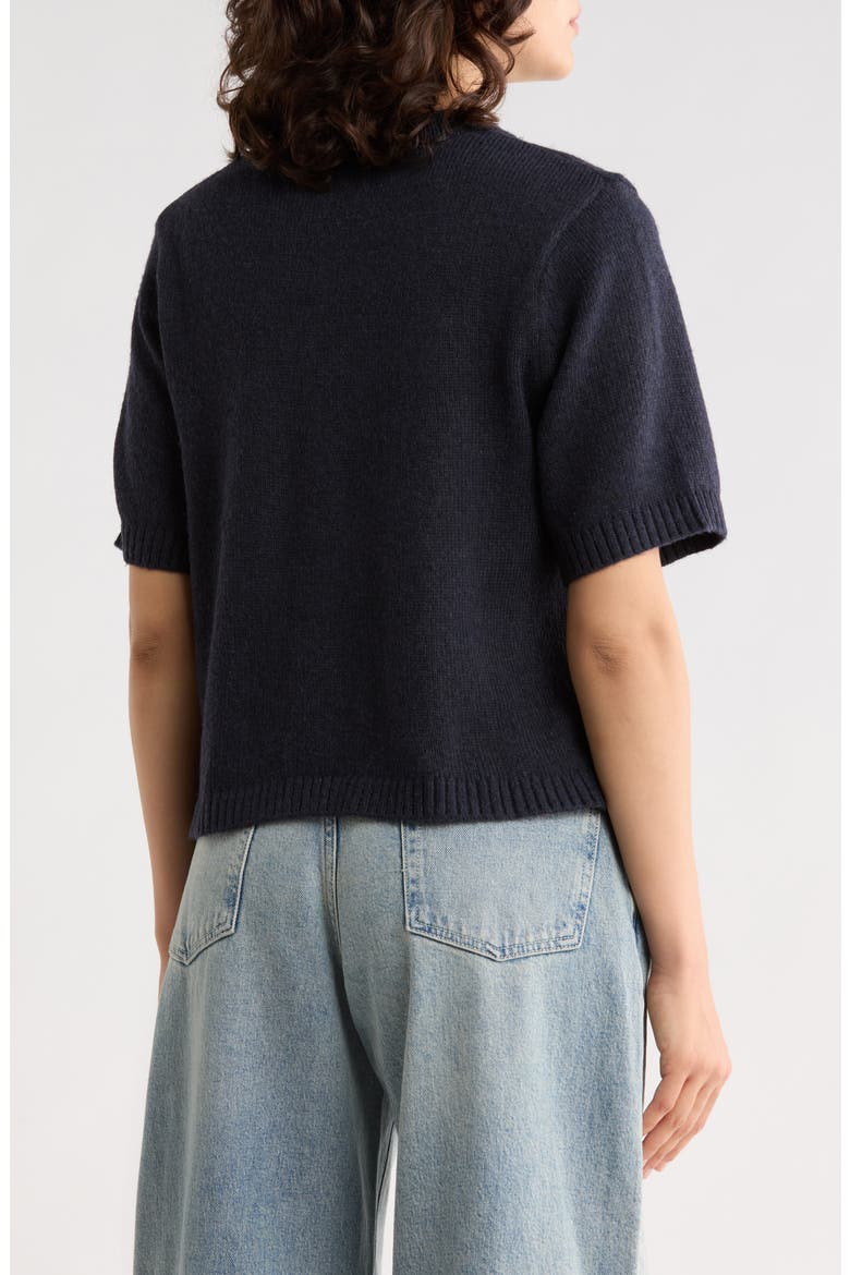 Sarah Short Sleeve Knit Sweater, Alternate, color, NAVY