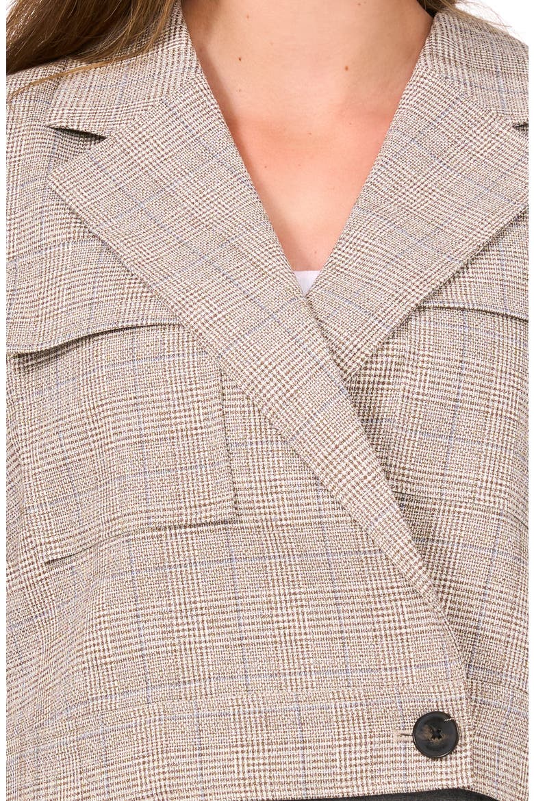 Plaid Crossover Crop Blazer, Alternate, color, WARM ASH BROWN