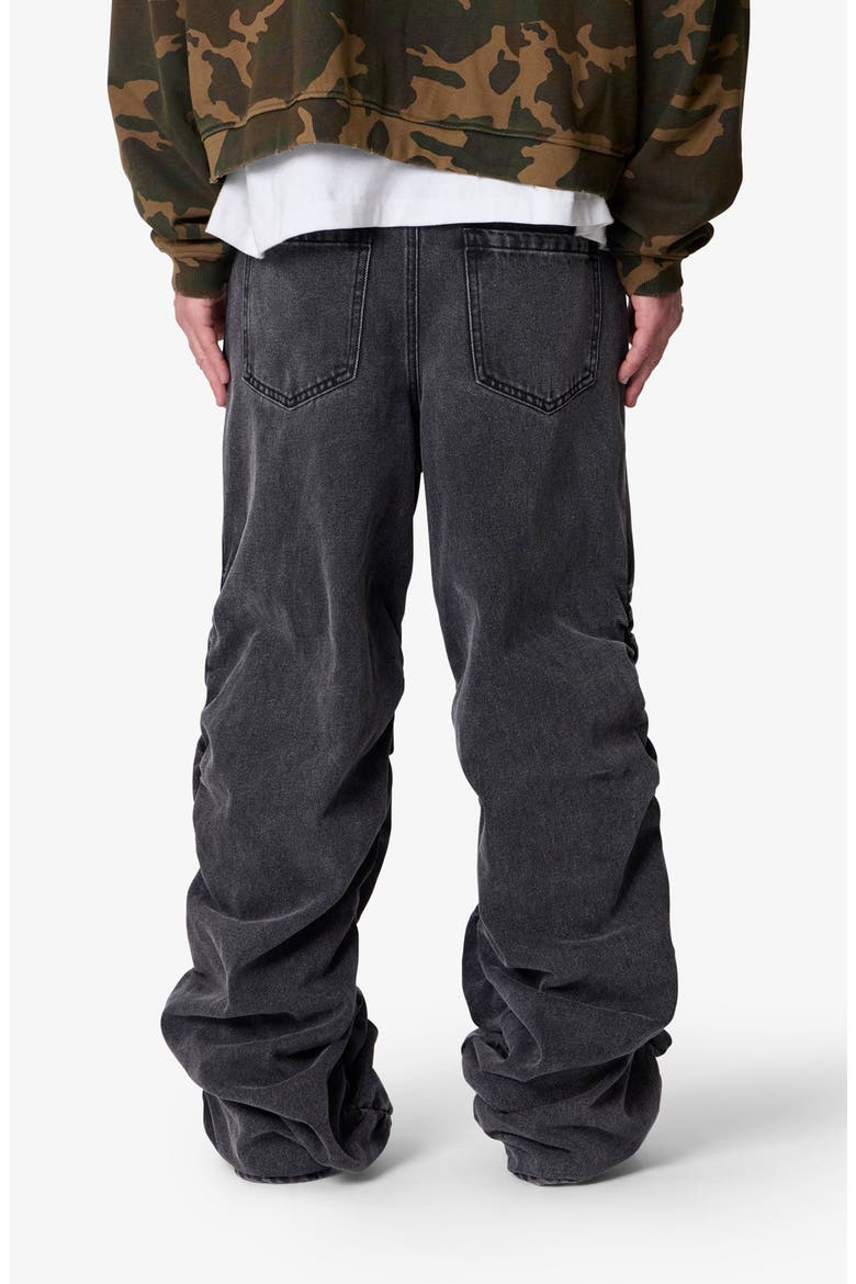 Ruched Denim Wide Leg Jeans, Alternate, color, WASHED BLACK