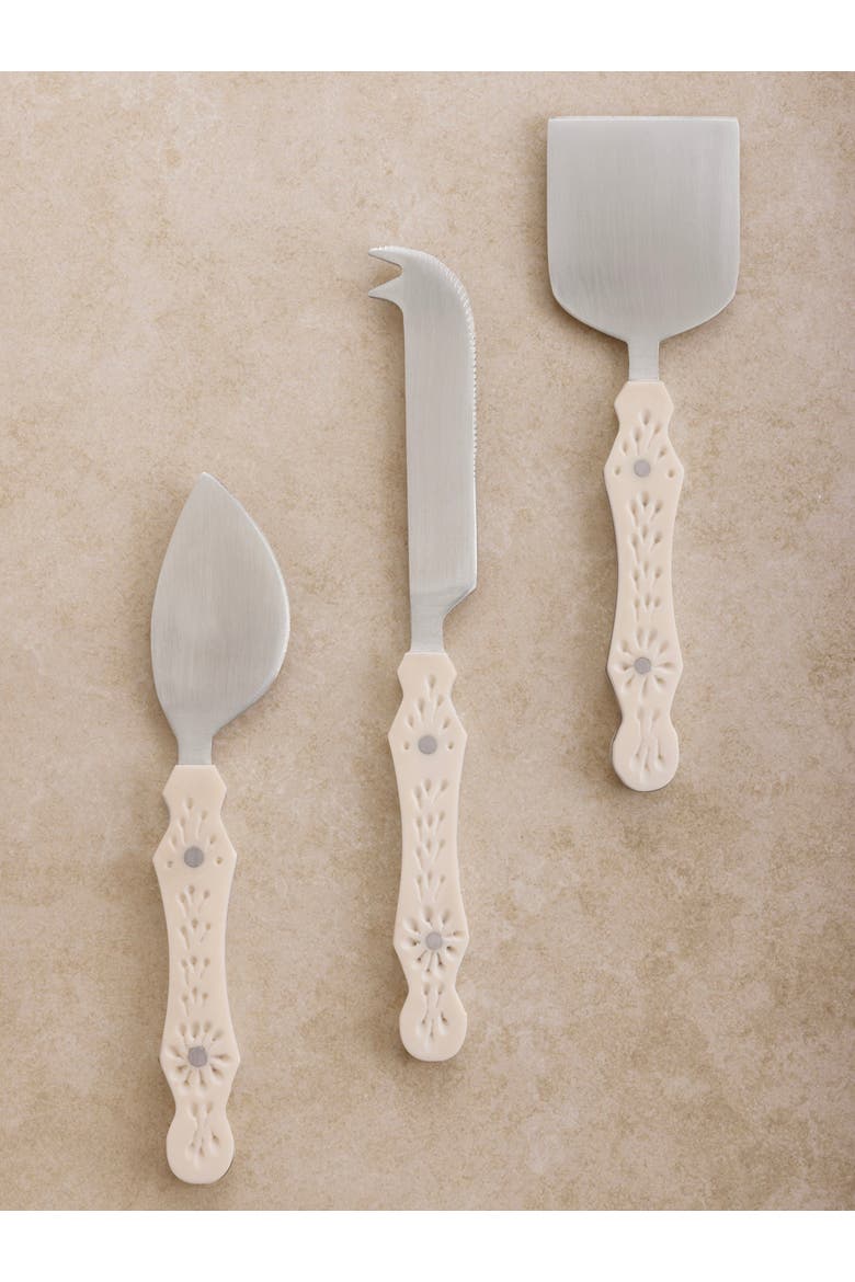 Derby Cheese Knives, Set of 3, Main, color, Ivory