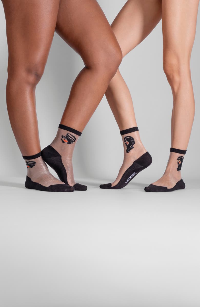LECHERY<sup>®</sup> 2-Pack Diva Icon Fatale Sheer Crew Socks, Alternate, color,