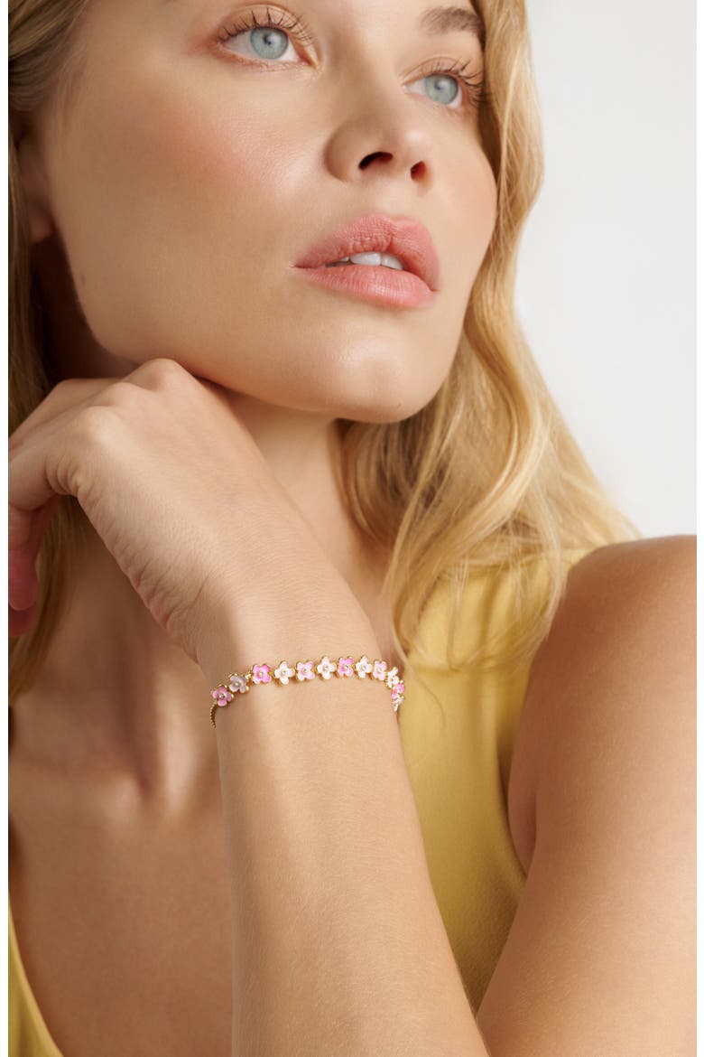 Gala Garland Slider Bracelet, Alternate, color, METALLIC GOLD/ PINK
