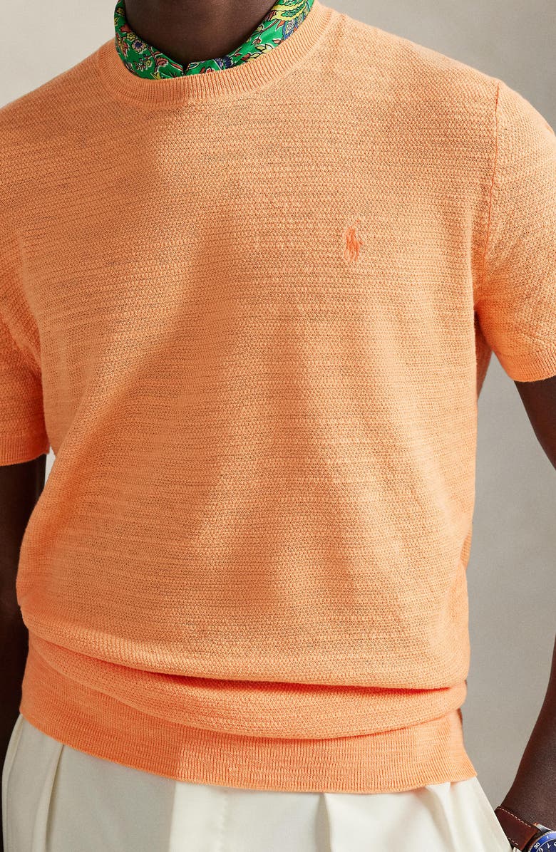Polo Ralph Lauren Textured Seed Stitch Cotton & Linen Sweater, Alternate, color, Poppy