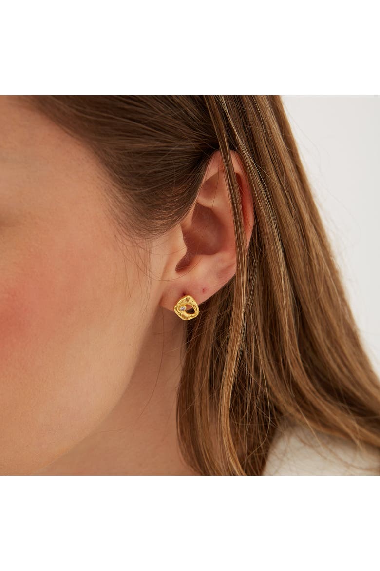Dripping Molten Natural Textured Sterling Silver Authentic Earrings, Alternate, color, Gold