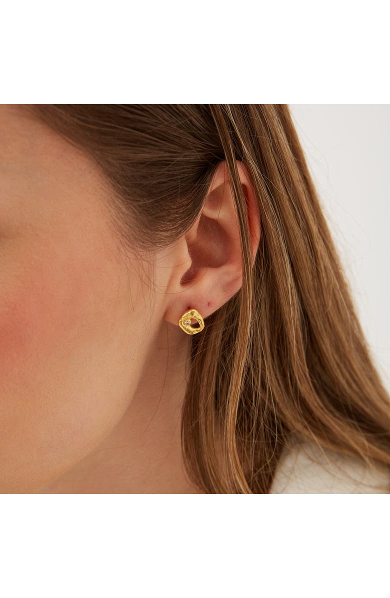 Spero London Dripping Molten Natural Textured Sterling Silver Authentic Earrings, Alternate, color, Gold