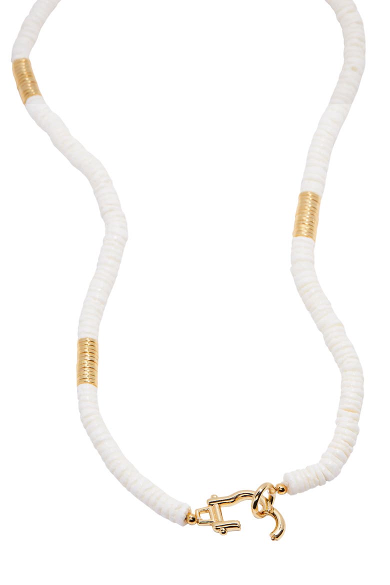 Capri Beaded Shell Necklace, Alternate, color, GOLD/ WHITE