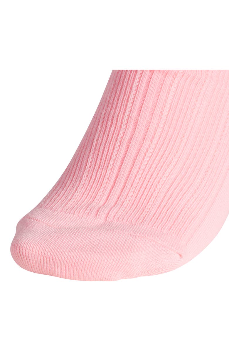 adidas Gender Inclusive Valentines Assorted 3-Pack Lettuce Edge Ruffle Quarter Socks, Alternate, color, Shadow Red/ Pink/ Off White