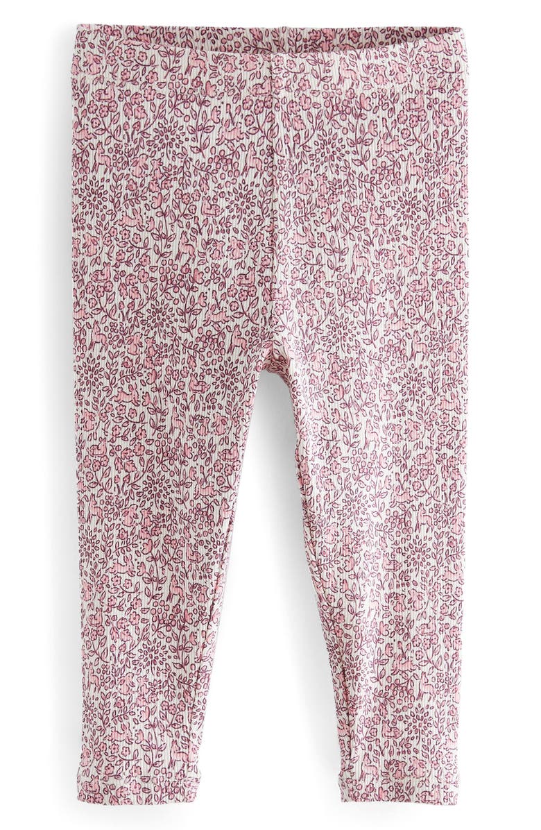 NEXT Kids' Assorted Floral 5-Pack Rib Leggings, Alternate, color, Pink