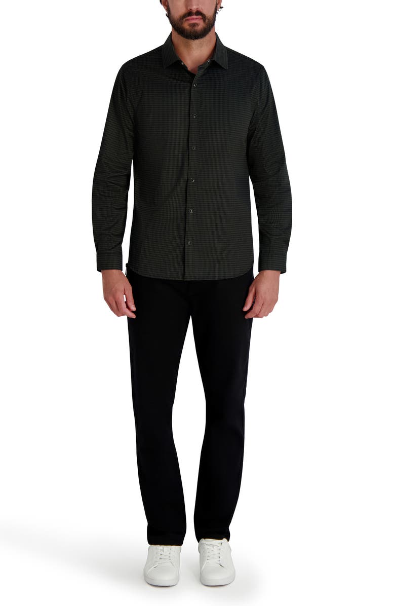 KARL LAGERFELD PARIS Karl Houndstooth Snap-Up Shirt, Alternate, color, Forest Green