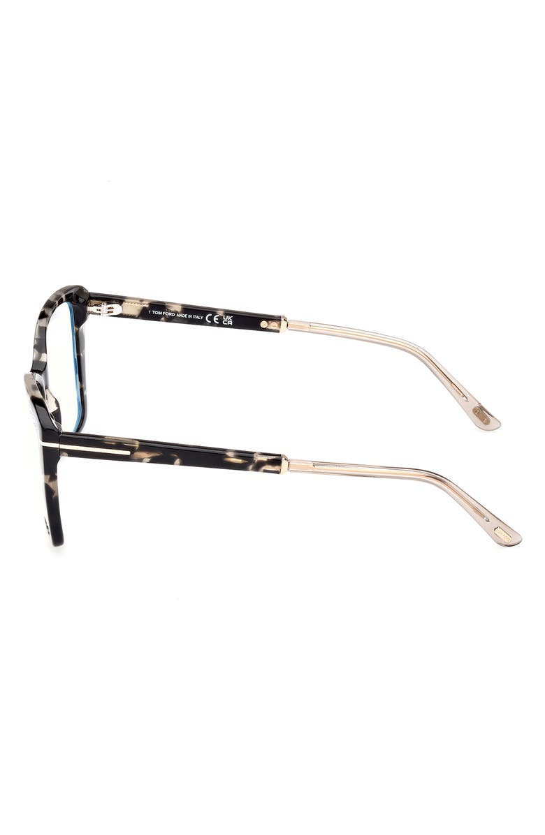 TOM FORD 55mm Butterfly Blue Light Blocking Optical Glasses, Alternate, color, Vintage Black Havana Rose Gold