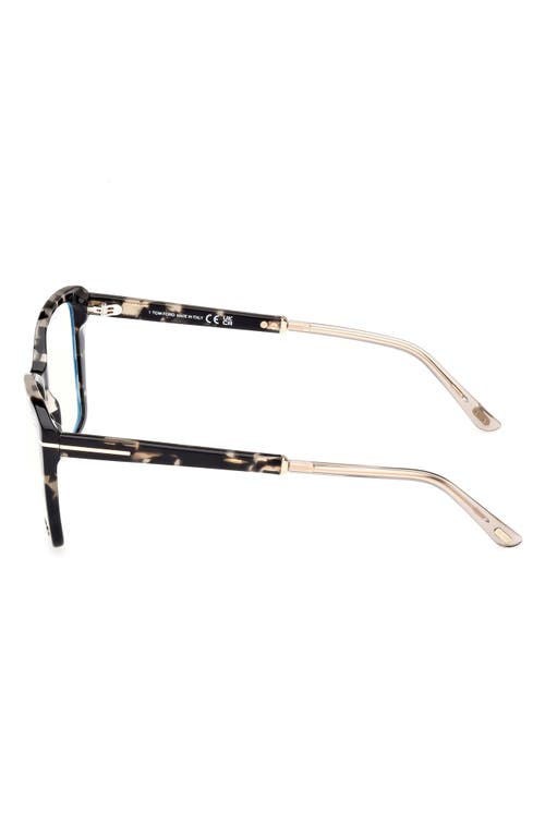 Tom Ford 55mm Butterfly Blue Light Blocking Optical Glasses In Vintage Black Havana Rose Gold