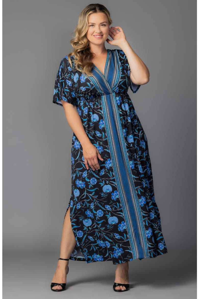 Wanderlust Floral Maxi Dress, Alternate, color, BLUE BORDER PRINT