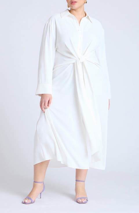 Tie Front Oversized Shirt Dress