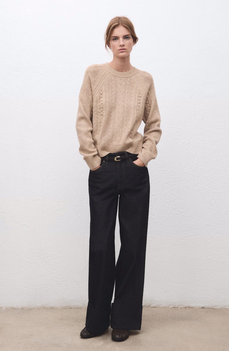 MANGO Pointelle Crewneck Sweater, Alternate, color,