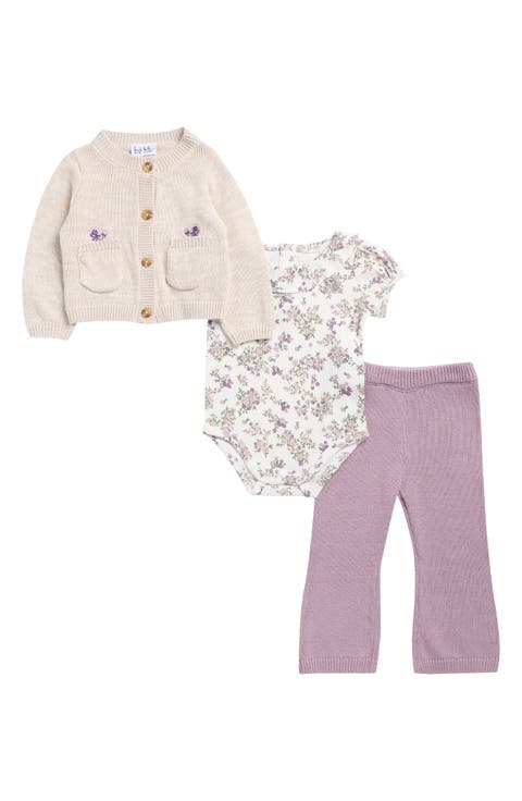 Kids' 3-Piece Sweater Cardigan, Bodysuit & Pants Set