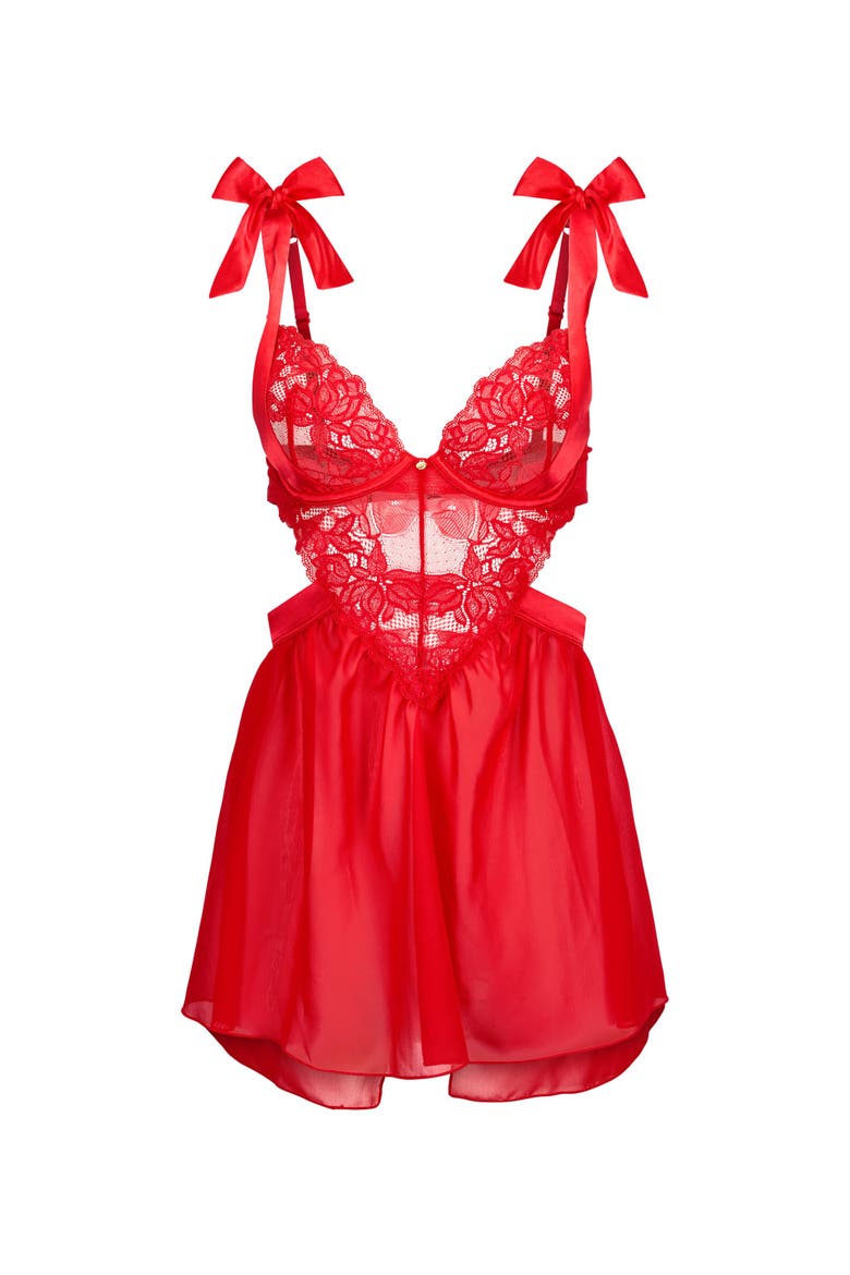 Fantasia Babydoll Lingerie, Alternate, color, Dark red