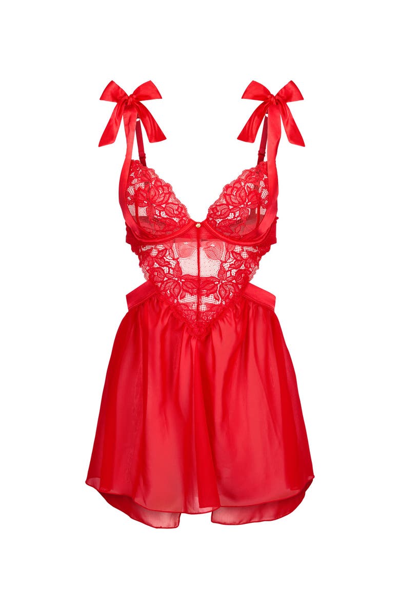 Adore Me Fantasia Babydoll Lingerie, Alternate, color, Dark Red