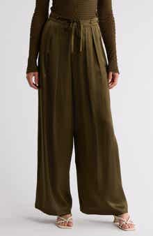 FRAME High Waist Wide Leg Silk Pants