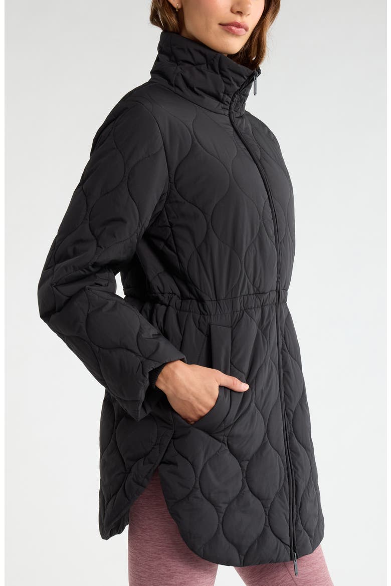 Skyline Longline Quilted Jacket, Alternate, color, BLACK