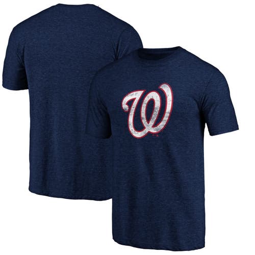 Profile Navy Washington Nationals Big & Tall Distressed Logo T-shirt In Blue
