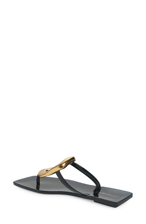 Jeffrey Campbell Linques Flip Flop In Black Shiny Gold