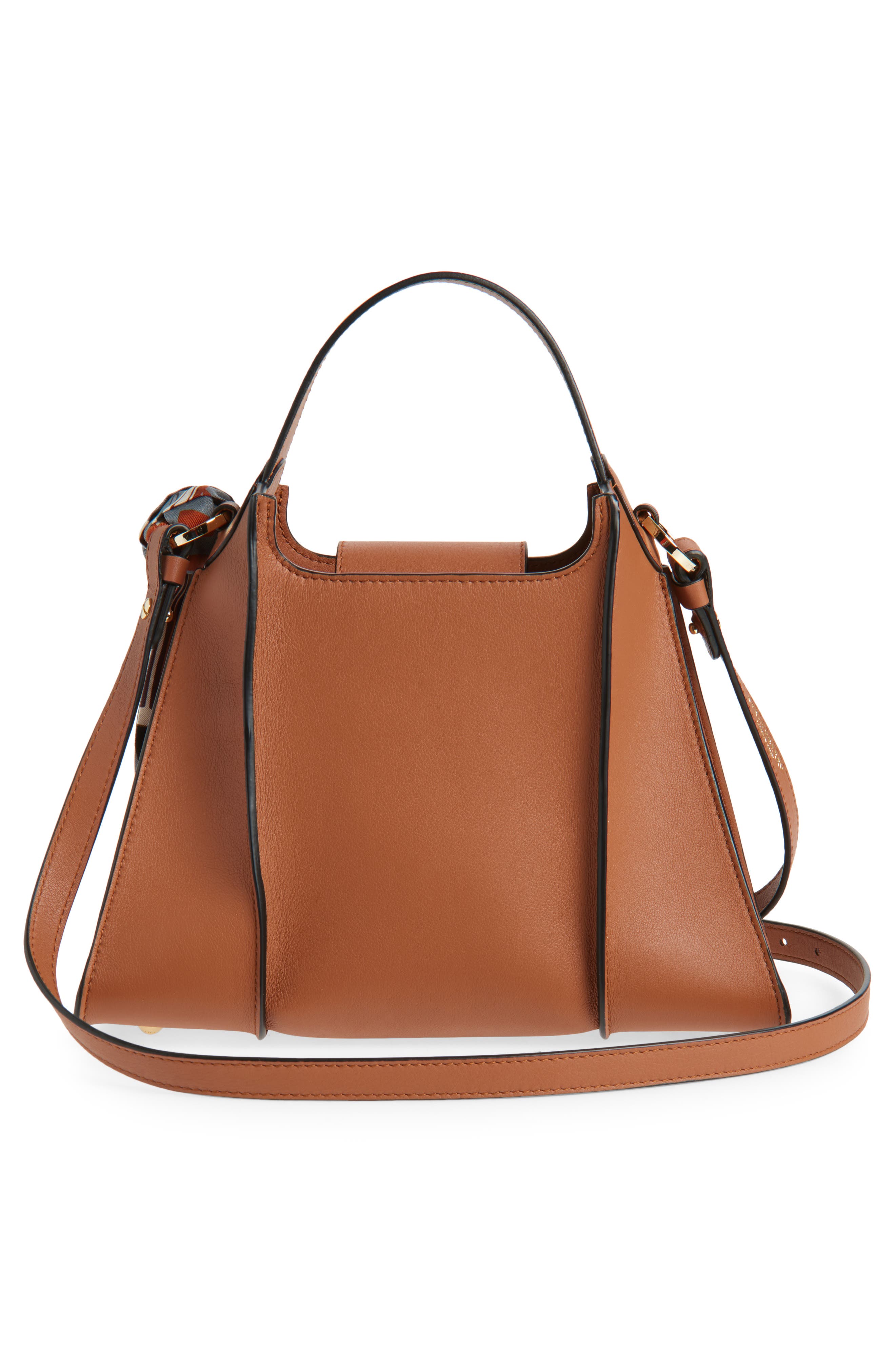 Strathberry Arkshell Top Handle Leather Bag, Alternate, color, Chestnut