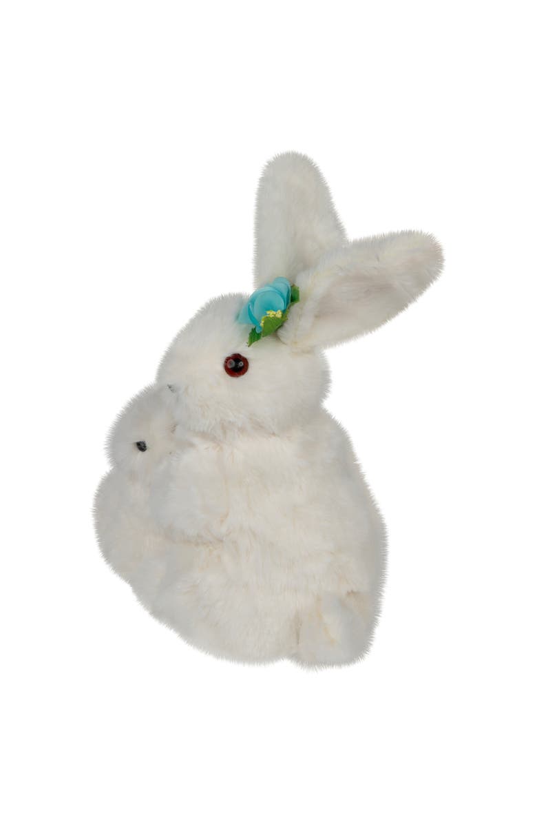 Northlight Plush Mother and Baby Easter Bunny Rabbit Spring Decoration - 10", Alternate, color, White
