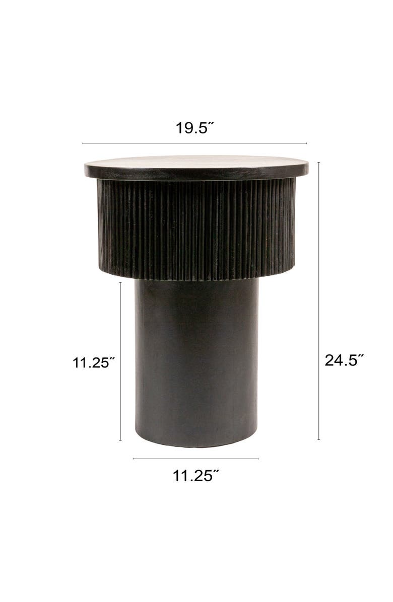 Olive Grove Round Tiered Pedestal Side Table with Ribbed Details, Alternate, color, Black