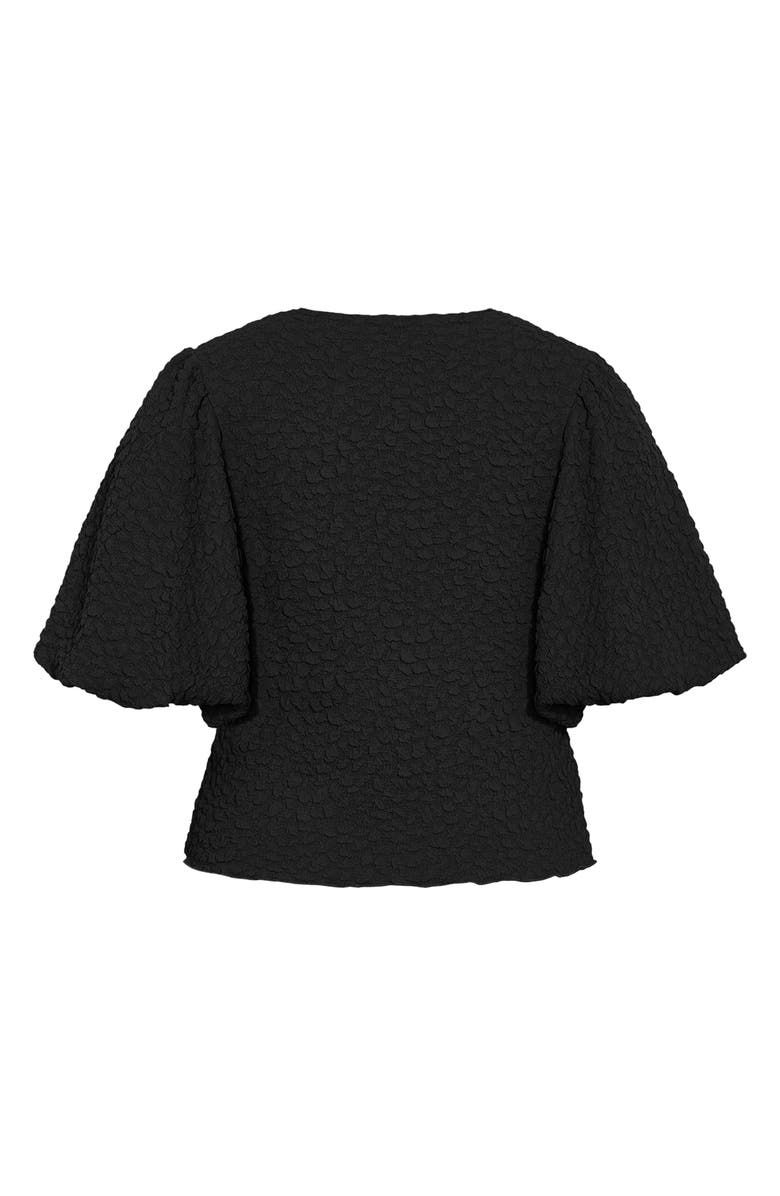 City Chic Chrissie Texture Puff Sleeve Top, Alternate, color, Black
