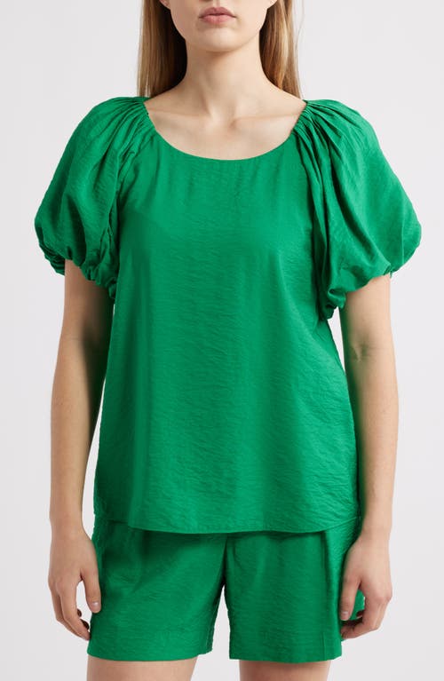 Anne Klein Bubble Sleeve Top In Tropical Green