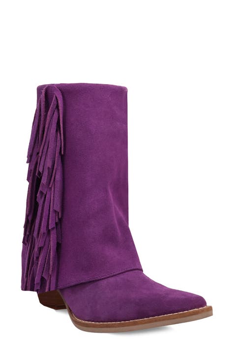 Purple fringe boots best sale