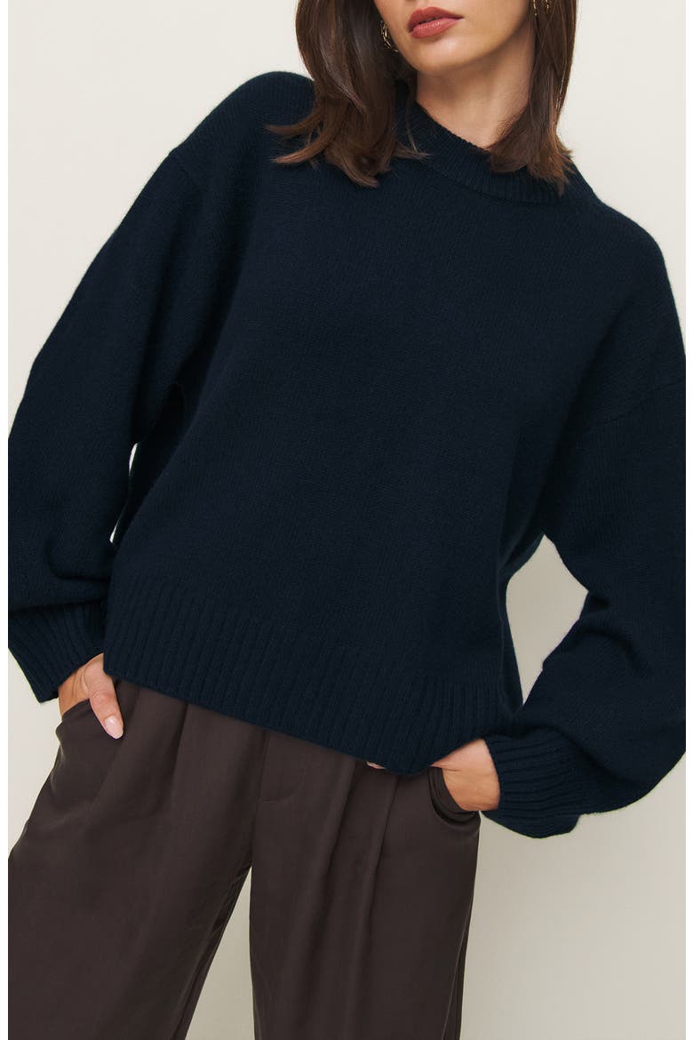 Cove Oversize Crewneck Cashmere Blend Sweater, Main, color, NAVY